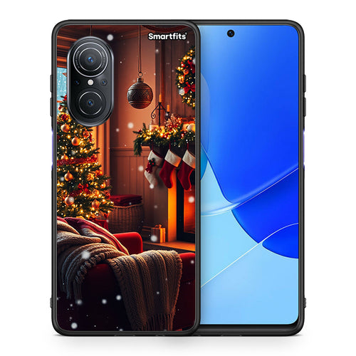Θήκη Huawei Nova 9 SE Home For Christmas από τη Smartfits με σχέδιο στο πίσω μέρος και μαύρο περίβλημα | Huawei Nova 9 SE Home For Christmas case with colorful back and black bezels