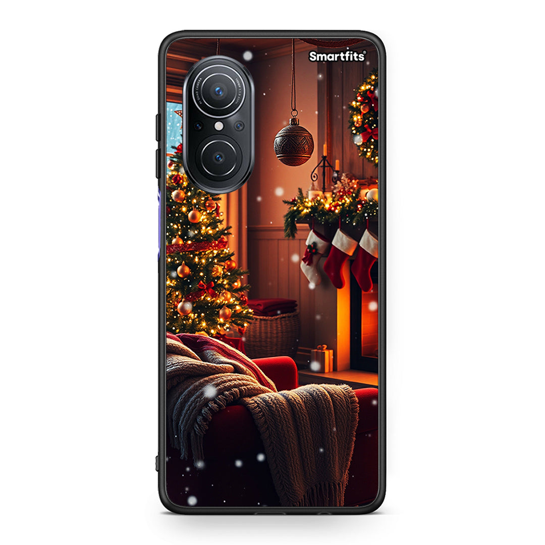 Huawei Nova 9 SE Home For Christmas θήκη από τη Smartfits με σχέδιο στο πίσω μέρος και μαύρο περίβλημα | Smartphone case with colorful back and black bezels by Smartfits