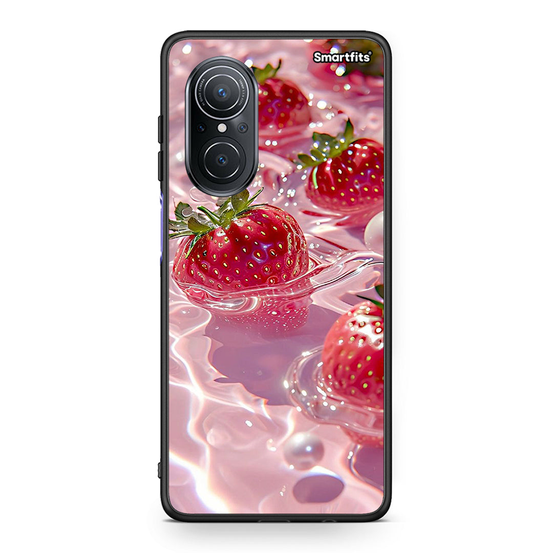 Huawei Nova 9 SE Juicy Strawberries θήκη από τη Smartfits με σχέδιο στο πίσω μέρος και μαύρο περίβλημα | Smartphone case with colorful back and black bezels by Smartfits