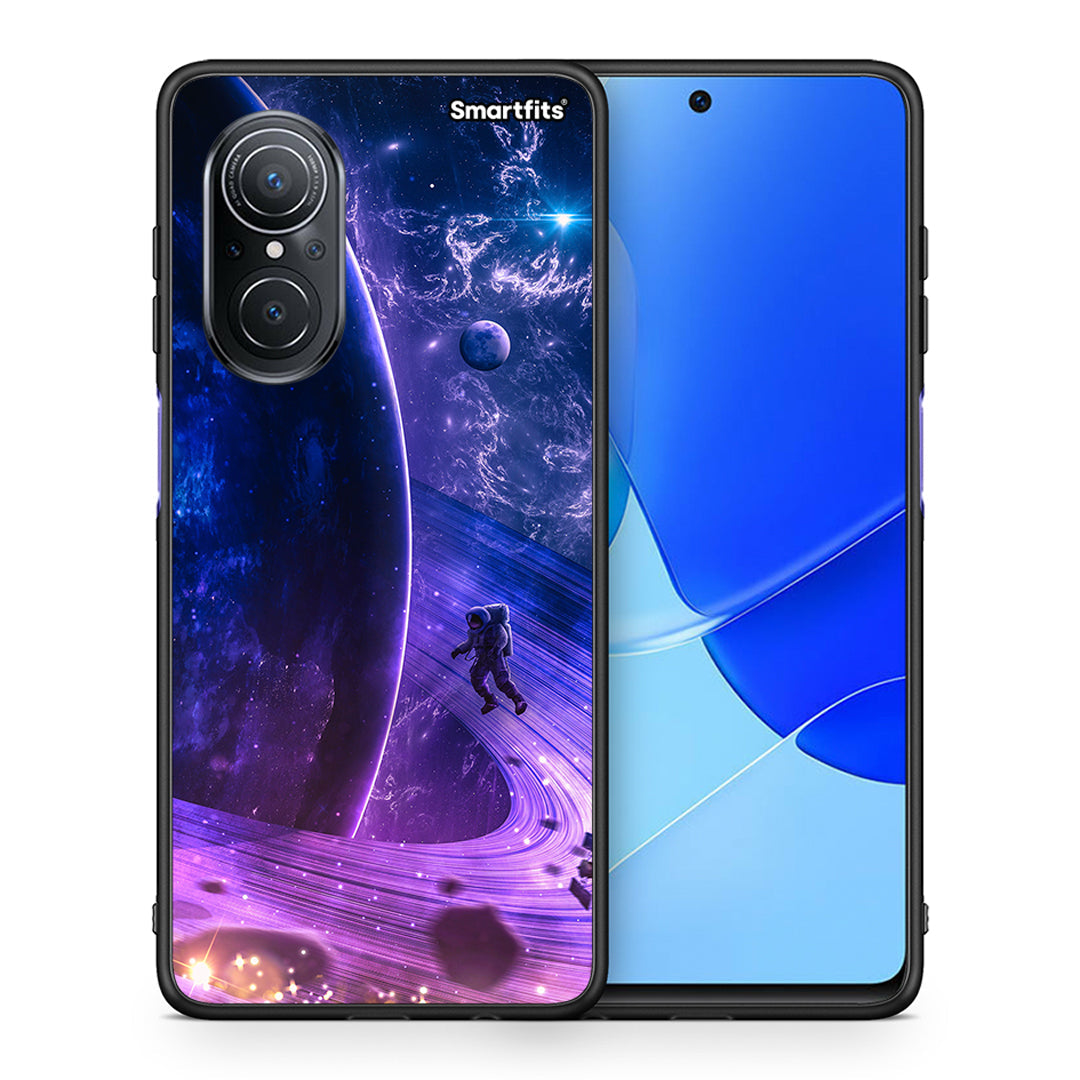 Θήκη Huawei Nova 9 SE Lost Astronaut από τη Smartfits με σχέδιο στο πίσω μέρος και μαύρο περίβλημα | Huawei Nova 9 SE Lost Astronaut case with colorful back and black bezels