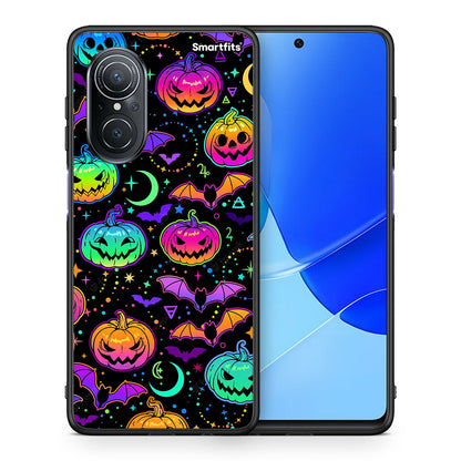 Θήκη Huawei Nova 9 SE Neon Halloween από τη Smartfits με σχέδιο στο πίσω μέρος και μαύρο περίβλημα | Huawei Nova 9 SE Neon Halloween case with colorful back and black bezels