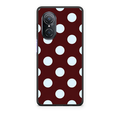 Θήκη Huawei Nova 9 SE Pale Blue Large Polka Dots on Burgundy από τη Smartfits με σχέδιο στο πίσω μέρος και μαύρο περίβλημα | Huawei Nova 9 SE Pale Blue Large Polka Dots on Burgundy case with colorful back and black bezels