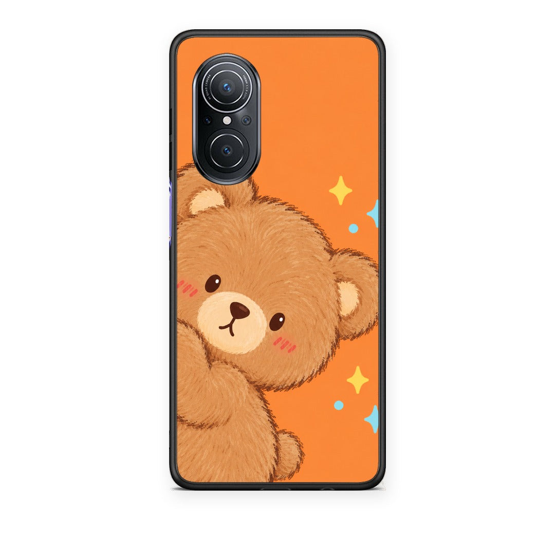 Θήκη Huawei Nova 9 SE Peekaboo Teddy on Orange από τη Smartfits με σχέδιο στο πίσω μέρος και μαύρο περίβλημα | Huawei Nova 9 SE Peekaboo Teddy on Orange case with colorful back and black bezels