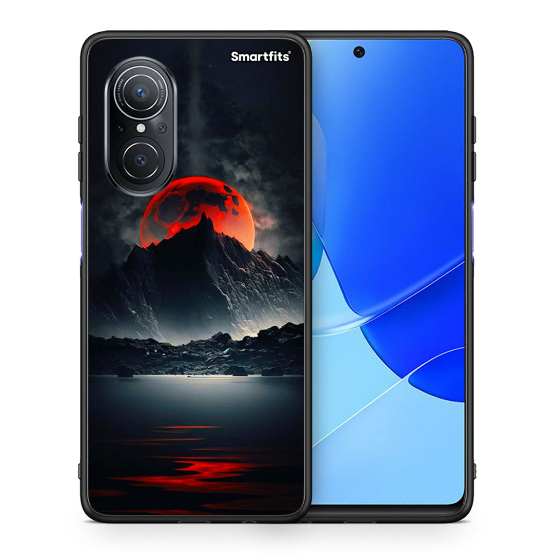 Θήκη Huawei Nova 9 SE Red Full Moon από τη Smartfits με σχέδιο στο πίσω μέρος και μαύρο περίβλημα | Huawei Nova 9 SE Red Full Moon case with colorful back and black bezels