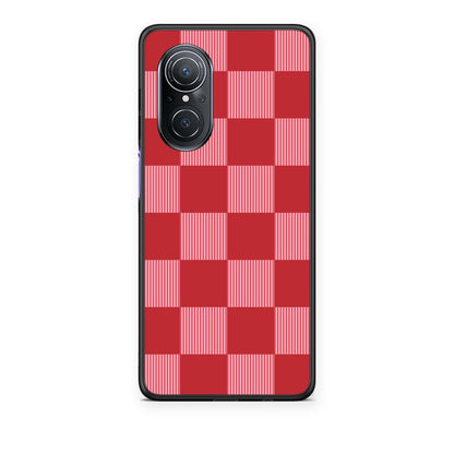 Θήκη Huawei Nova 9 SE Red and Pink Striped Checks από τη Smartfits με σχέδιο στο πίσω μέρος και μαύρο περίβλημα | Huawei Nova 9 SE Red and Pink Striped Checks case with colorful back and black bezels