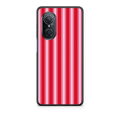Θήκη Huawei Nova 9 SE Red and Pink Vertical Pinstripes από τη Smartfits με σχέδιο στο πίσω μέρος και μαύρο περίβλημα | Huawei Nova 9 SE Red and Pink Vertical Pinstripes case with colorful back and black bezels