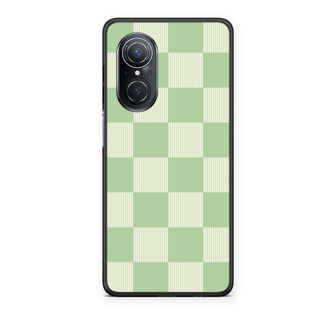 Θήκη Huawei Nova 9 SE Sage and Cream Striped Checks από τη Smartfits με σχέδιο στο πίσω μέρος και μαύρο περίβλημα | Huawei Nova 9 SE Sage and Cream Striped Checks case with colorful back and black bezels