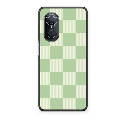 Θήκη Huawei Nova 9 SE Sage and Cream Striped Checks από τη Smartfits με σχέδιο στο πίσω μέρος και μαύρο περίβλημα | Huawei Nova 9 SE Sage and Cream Striped Checks case with colorful back and black bezels