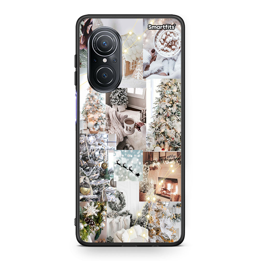 Huawei Nova 9 SE White Christmas θήκη από τη Smartfits με σχέδιο στο πίσω μέρος και μαύρο περίβλημα | Smartphone case with colorful back and black bezels by Smartfits