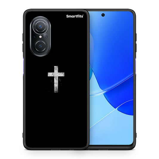 Θήκη Huawei Nova 9 SE White Cross από τη Smartfits με σχέδιο στο πίσω μέρος και μαύρο περίβλημα | Huawei Nova 9 SE White Cross case with colorful back and black bezels