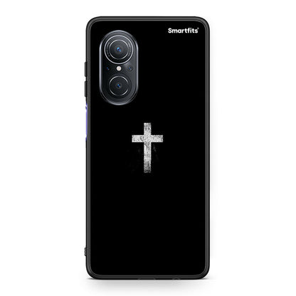 Huawei Nova 9 SE White Cross θήκη από τη Smartfits με σχέδιο στο πίσω μέρος και μαύρο περίβλημα | Smartphone case with colorful back and black bezels by Smartfits