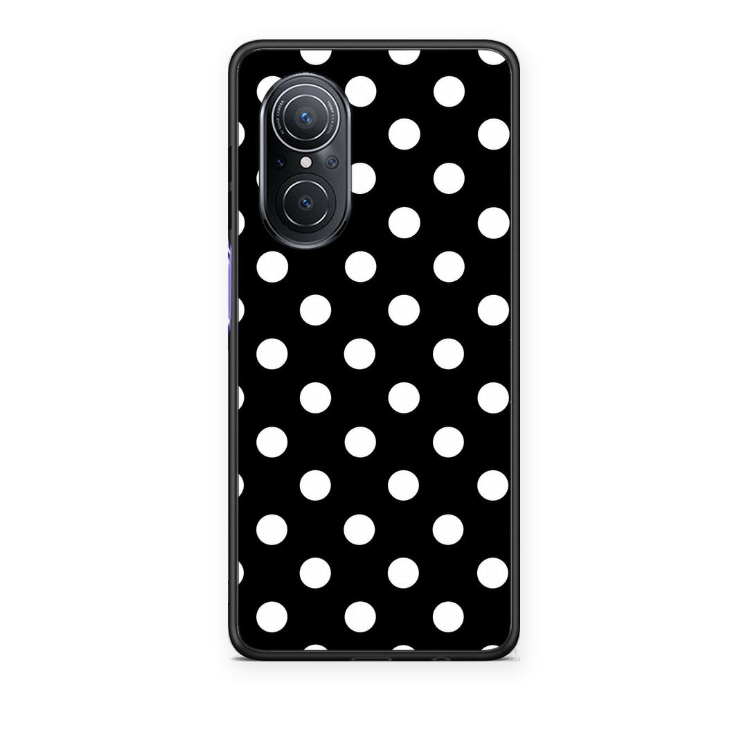 Θήκη Huawei Nova 9 SE White Polka Dots on Black από τη Smartfits με σχέδιο στο πίσω μέρος και μαύρο περίβλημα | Huawei Nova 9 SE White Polka Dots on Black case with colorful back and black bezels