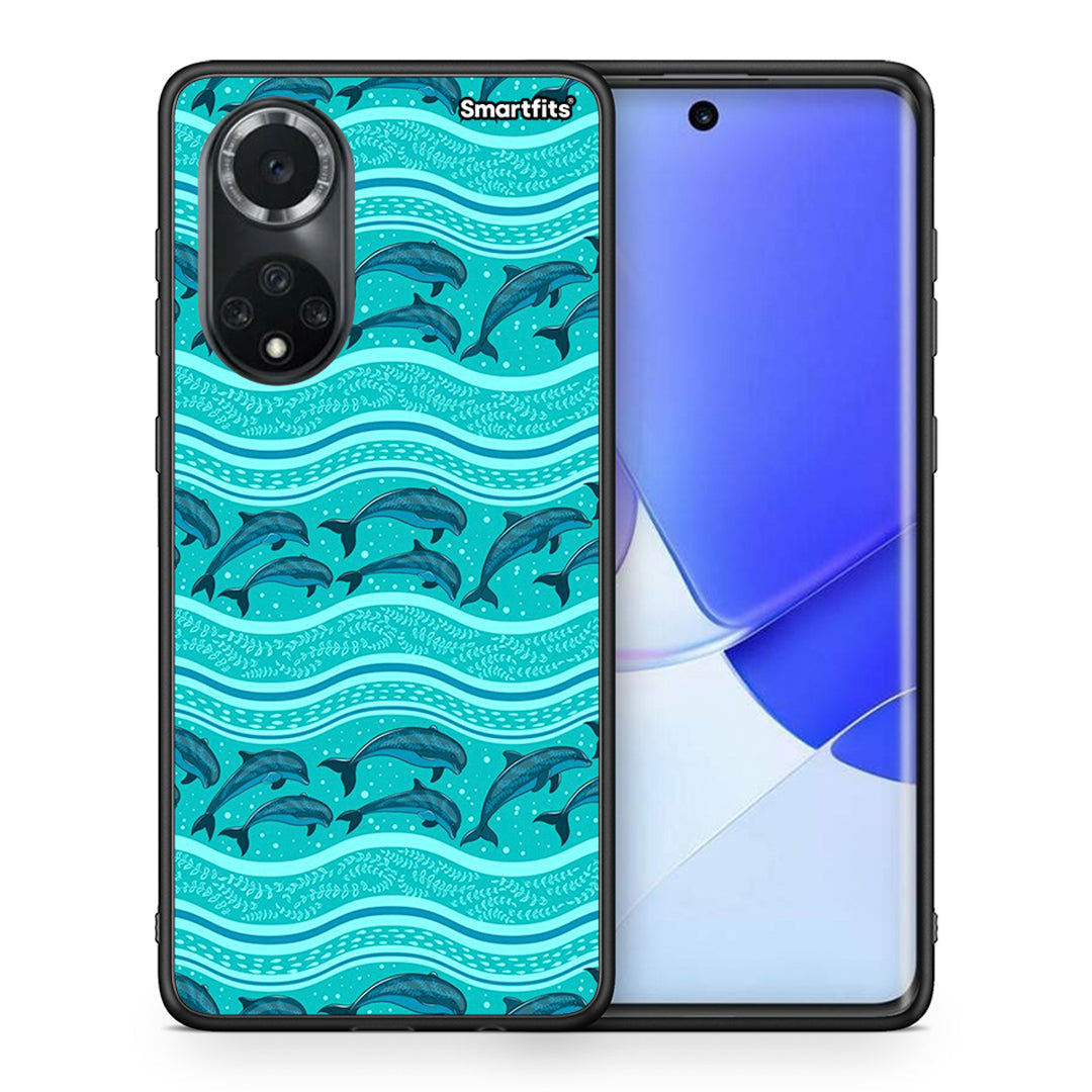 Θήκη Huawei Nova 9/Honor 50 Swimming Dolphins από τη Smartfits με σχέδιο στο πίσω μέρος και μαύρο περίβλημα | Huawei Nova 9/Honor 50 Swimming Dolphins case with colorful back and black bezels