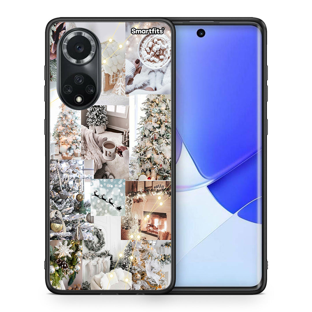 Θήκη Huawei Nova 9/Honor 50 White Christmas από τη Smartfits με σχέδιο στο πίσω μέρος και μαύρο περίβλημα | Huawei Nova 9/Honor 50 White Christmas case with colorful back and black bezels