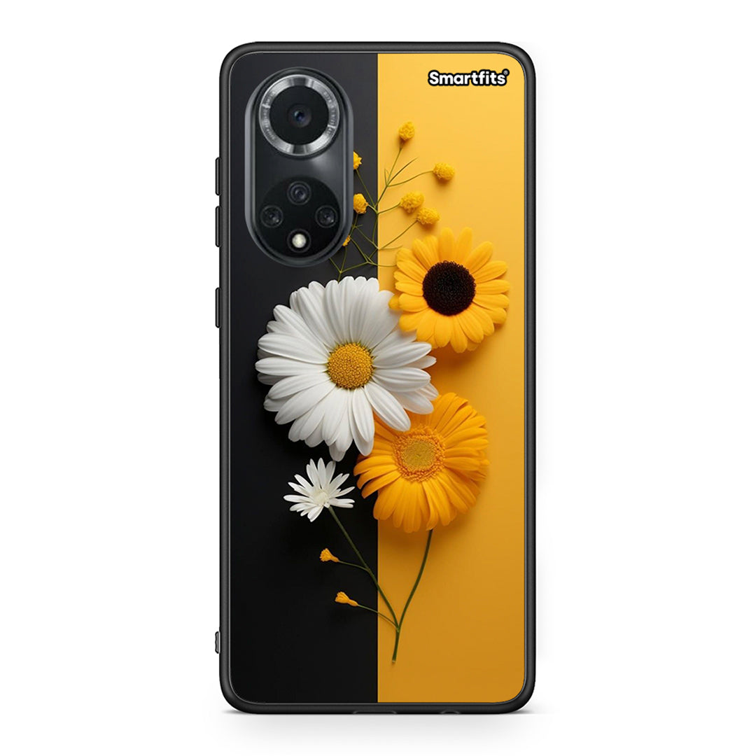 Huawei Nova 9/Honor 50 Yellow Daisies θήκη από τη Smartfits με σχέδιο στο πίσω μέρος και μαύρο περίβλημα | Smartphone case with colorful back and black bezels by Smartfits