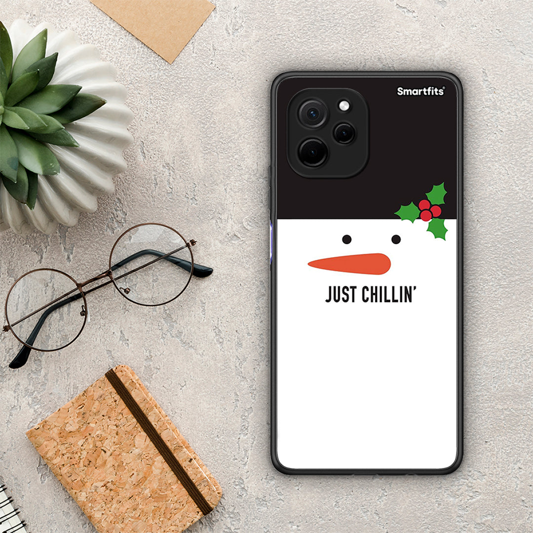 Θήκη Huawei Nova Y61 Christmas Chillin από τη Smartfits με σχέδιο στο πίσω μέρος και μαύρο περίβλημα | Huawei Nova Y61 Christmas Chillin Case with Colorful Back and Black Bezels