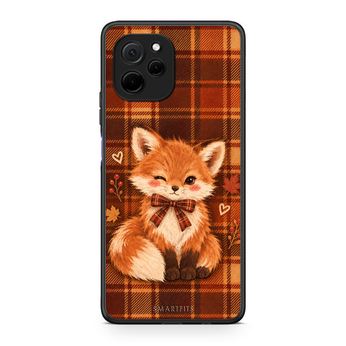 Θήκη Huawei Nova Y61 Fox on Autumn Tartan από τη Smartfits με σχέδιο στο πίσω μέρος και μαύρο περίβλημα | Huawei Nova Y61 Fox on Autumn Tartan case with colorful back and black bezels