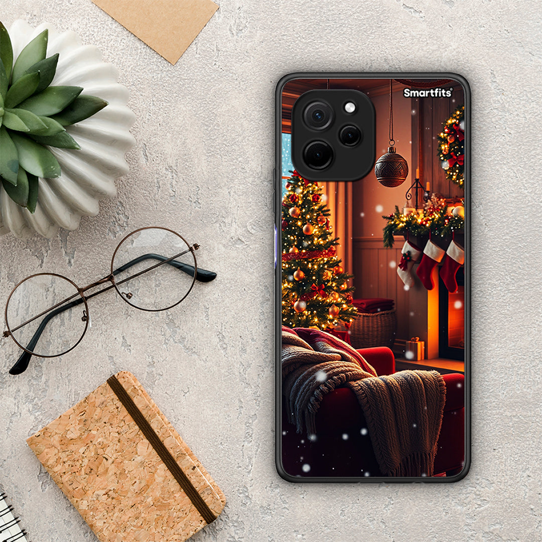 Θήκη Huawei Nova Y61 Home For Christmas από τη Smartfits με σχέδιο στο πίσω μέρος και μαύρο περίβλημα | Huawei Nova Y61 Home For Christmas Case with Colorful Back and Black Bezels