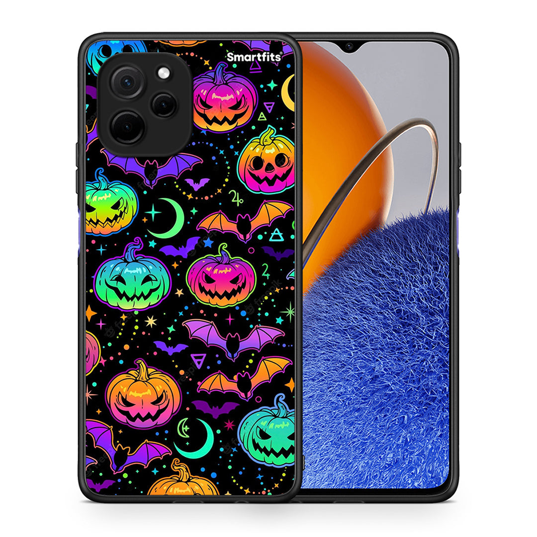 Θήκη Huawei Nova Y61 Neon Halloween από τη Smartfits με σχέδιο στο πίσω μέρος και μαύρο περίβλημα | Huawei Nova Y61 Neon Halloween Case with Colorful Back and Black Bezels
