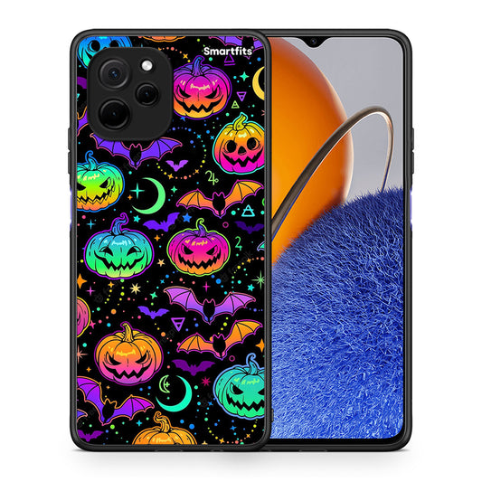 Θήκη Huawei Nova Y61 Neon Halloween από τη Smartfits με σχέδιο στο πίσω μέρος και μαύρο περίβλημα | Huawei Nova Y61 Neon Halloween Case with Colorful Back and Black Bezels