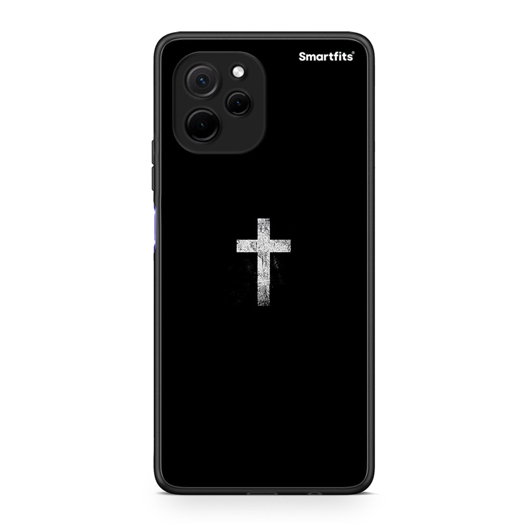 Θήκη Huawei Nova Y61 White Cross από τη Smartfits με σχέδιο στο πίσω μέρος και μαύρο περίβλημα | Huawei Nova Y61 White Cross Case with Colorful Back and Black Bezels