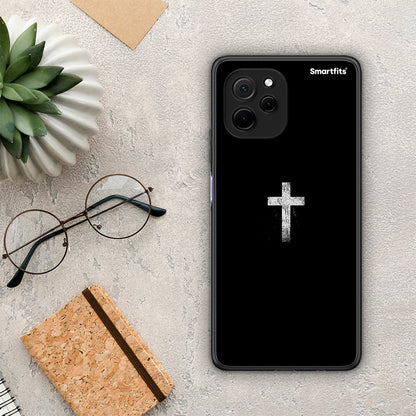 Θήκη Huawei Nova Y61 White Cross από τη Smartfits με σχέδιο στο πίσω μέρος και μαύρο περίβλημα | Huawei Nova Y61 White Cross Case with Colorful Back and Black Bezels