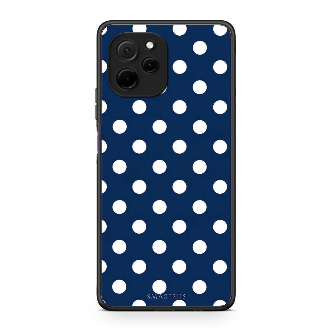 Θήκη Huawei Nova Y61 White Large Polka Dots on Navy από τη Smartfits με σχέδιο στο πίσω μέρος και μαύρο περίβλημα | Huawei Nova Y61 White Large Polka Dots on Navy case with colorful back and black bezels
