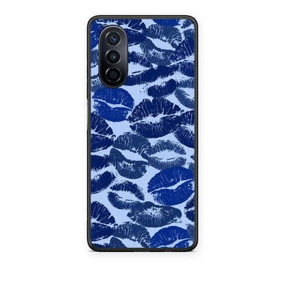 Θήκη Huawei Nova Y70 / Y70 Plus Blue Lipstick Kisses από τη Smartfits με σχέδιο στο πίσω μέρος και μαύρο περίβλημα | Huawei Nova Y70 / Y70 Plus Blue Lipstick Kisses case with colorful back and black bezels