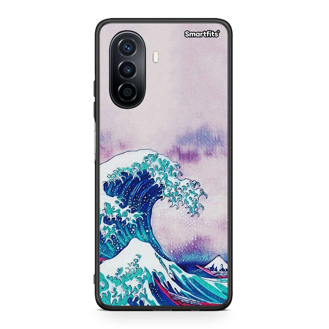 Huawei Nova Y70 Blue Waves θήκη από τη Smartfits με σχέδιο στο πίσω μέρος και μαύρο περίβλημα | Smartphone case with colorful back and black bezels by Smartfits