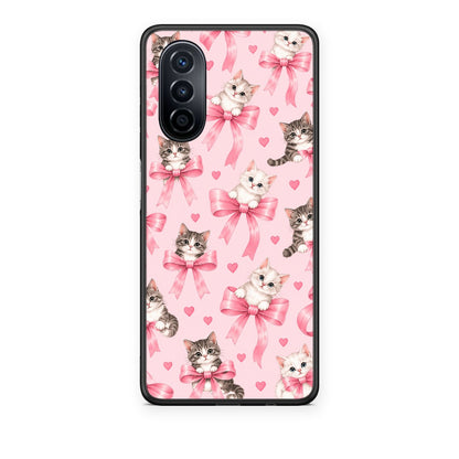 Θήκη Huawei Nova Y70 / Y70 Plus Kittens and Pink Bows on Pink από τη Smartfits με σχέδιο στο πίσω μέρος και μαύρο περίβλημα | Huawei Nova Y70 / Y70 Plus Kittens and Pink Bows on Pink case with colorful back and black bezels