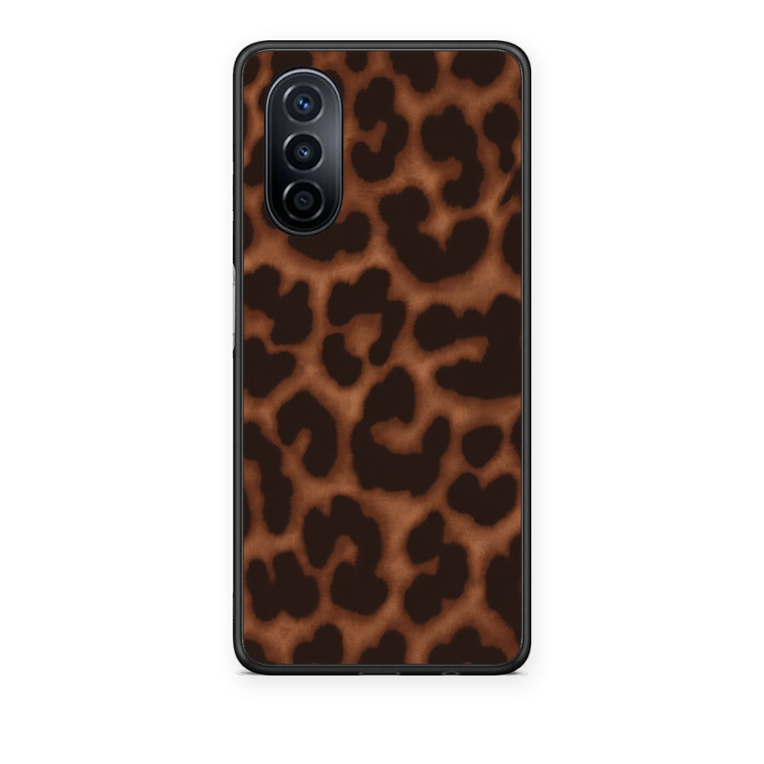 Θήκη Huawei Nova Y70 / Y70 Plus Leopard Print Dark Brown από τη Smartfits με σχέδιο στο πίσω μέρος και μαύρο περίβλημα | Huawei Nova Y70 / Y70 Plus Leopard Print Dark Brown case with colorful back and black bezels