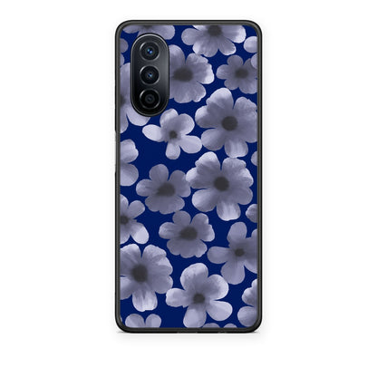 Θήκη Huawei Nova Y70 / Y70 Plus Pale Blue Flowers on Navy από τη Smartfits με σχέδιο στο πίσω μέρος και μαύρο περίβλημα | Huawei Nova Y70 / Y70 Plus Pale Blue Flowers on Navy case with colorful back and black bezels