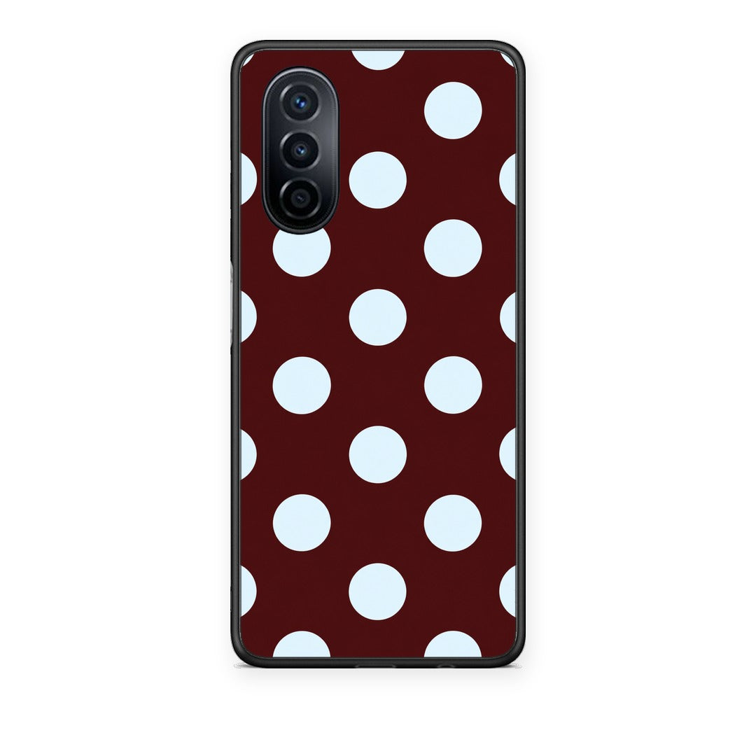 Θήκη Huawei Nova Y70 / Y70 Plus Pale Blue Large Polka Dots on Burgundy από τη Smartfits με σχέδιο στο πίσω μέρος και μαύρο περίβλημα | Huawei Nova Y70 / Y70 Plus Pale Blue Large Polka Dots on Burgundy case with colorful back and black bezels