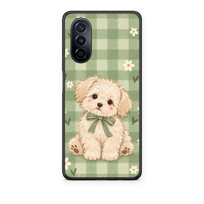 Θήκη Huawei Nova Y70 / Y70 Plus Puppy and Daisies on Sage Gingham από τη Smartfits με σχέδιο στο πίσω μέρος και μαύρο περίβλημα | Huawei Nova Y70 / Y70 Plus Puppy and Daisies on Sage Gingham case with colorful back and black bezels
