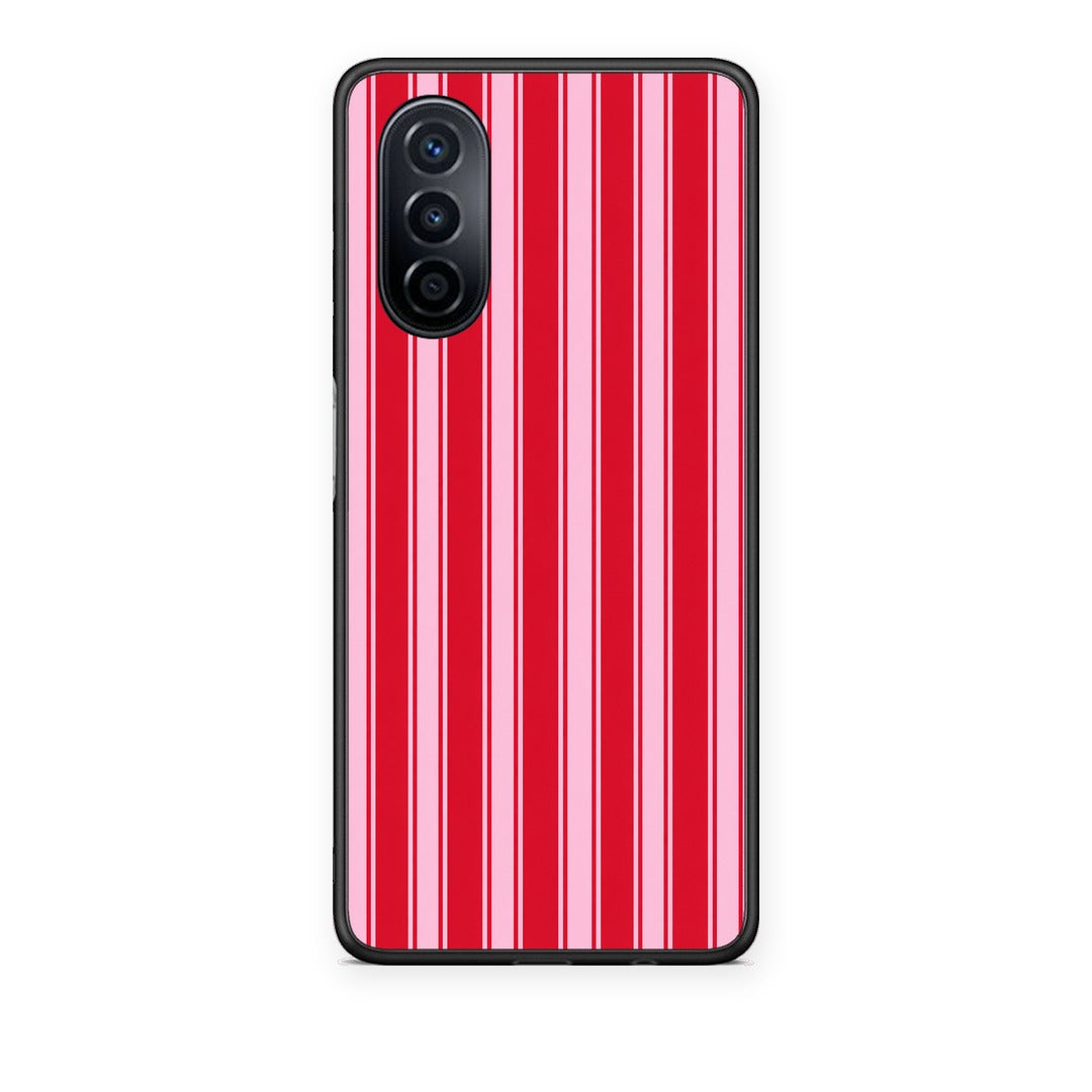 Θήκη Huawei Nova Y70 / Y70 Plus Red and Pink Vertical Pinstripes από τη Smartfits με σχέδιο στο πίσω μέρος και μαύρο περίβλημα | Huawei Nova Y70 / Y70 Plus Red and Pink Vertical Pinstripes case with colorful back and black bezels