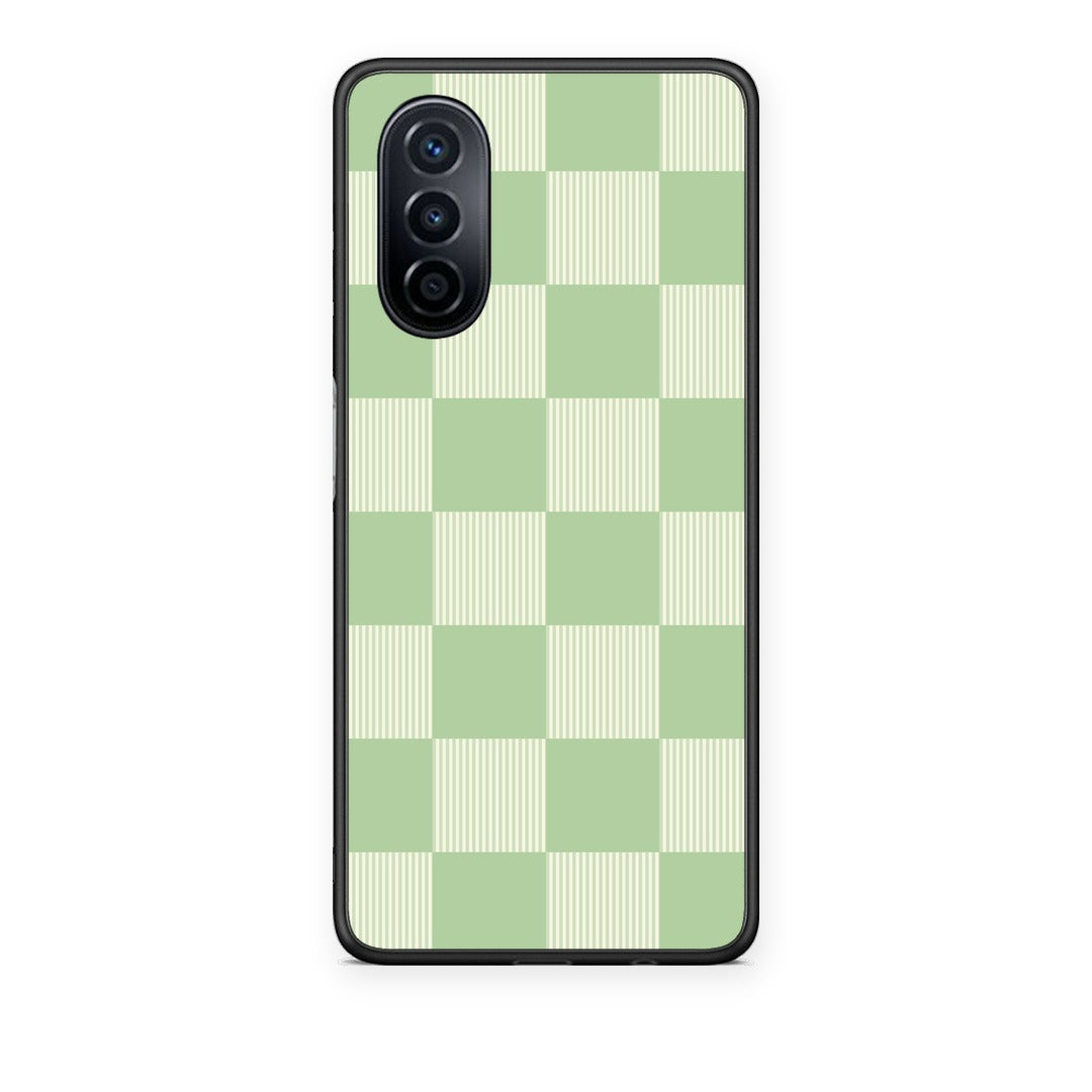 Θήκη Huawei Nova Y70 / Y70 Plus Sage and Cream Striped Checks από τη Smartfits με σχέδιο στο πίσω μέρος και μαύρο περίβλημα | Huawei Nova Y70 / Y70 Plus Sage and Cream Striped Checks case with colorful back and black bezels