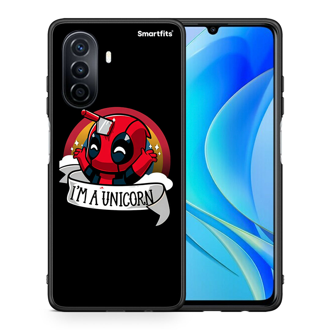 Θήκη Huawei Nova Y70 Unicorn Deadpool από τη Smartfits με σχέδιο στο πίσω μέρος και μαύρο περίβλημα | Huawei Nova Y70 Unicorn Deadpool case with colorful back and black bezels