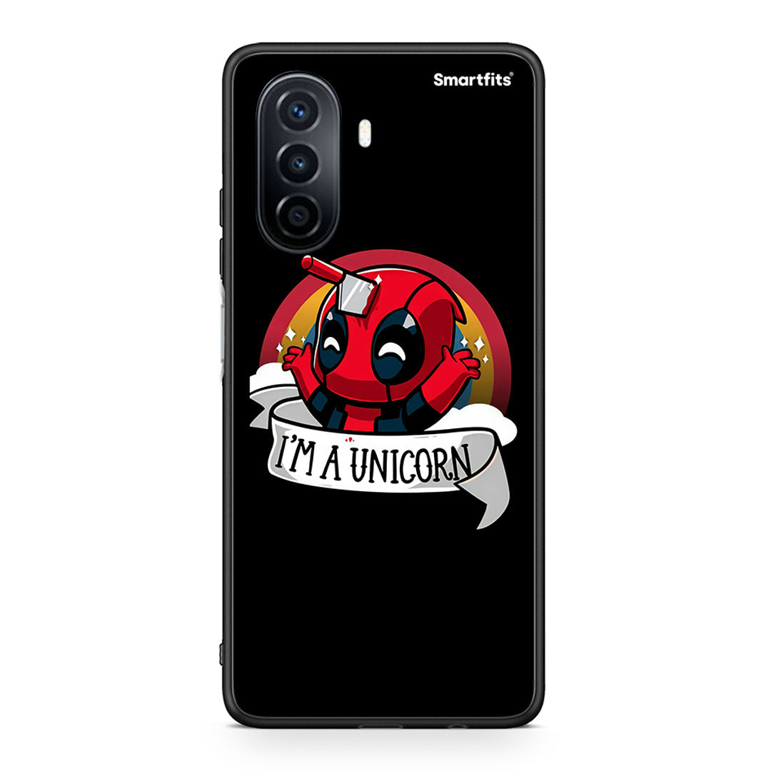 Huawei Nova Y70 Unicorn Deadpool θήκη από τη Smartfits με σχέδιο στο πίσω μέρος και μαύρο περίβλημα | Smartphone case with colorful back and black bezels by Smartfits