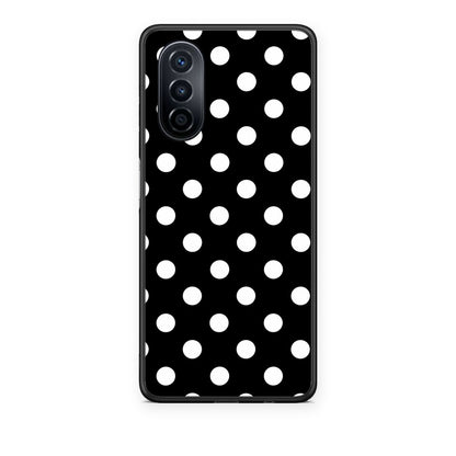 Θήκη Huawei Nova Y70 / Y70 Plus White Polka Dots on Black από τη Smartfits με σχέδιο στο πίσω μέρος και μαύρο περίβλημα | Huawei Nova Y70 / Y70 Plus White Polka Dots on Black case with colorful back and black bezels