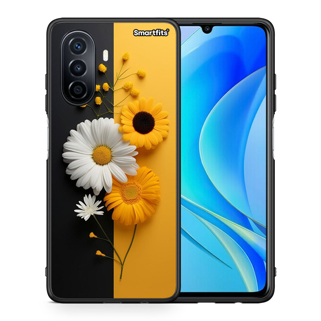 Θήκη Huawei Nova Y70 Yellow Daisies από τη Smartfits με σχέδιο στο πίσω μέρος και μαύρο περίβλημα | Huawei Nova Y70 Yellow Daisies case with colorful back and black bezels