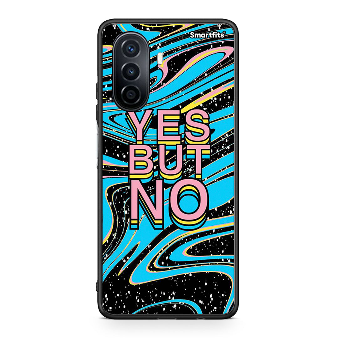 Huawei Nova Y70 Yes But No θήκη από τη Smartfits με σχέδιο στο πίσω μέρος και μαύρο περίβλημα | Smartphone case with colorful back and black bezels by Smartfits