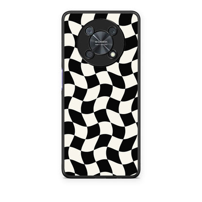 Θήκη Huawei Nova Y90 Black and Cream Wavy Checkerboard από τη Smartfits με σχέδιο στο πίσω μέρος και μαύρο περίβλημα | Huawei Nova Y90 Black and Cream Wavy Checkerboard case with colorful back and black bezels
