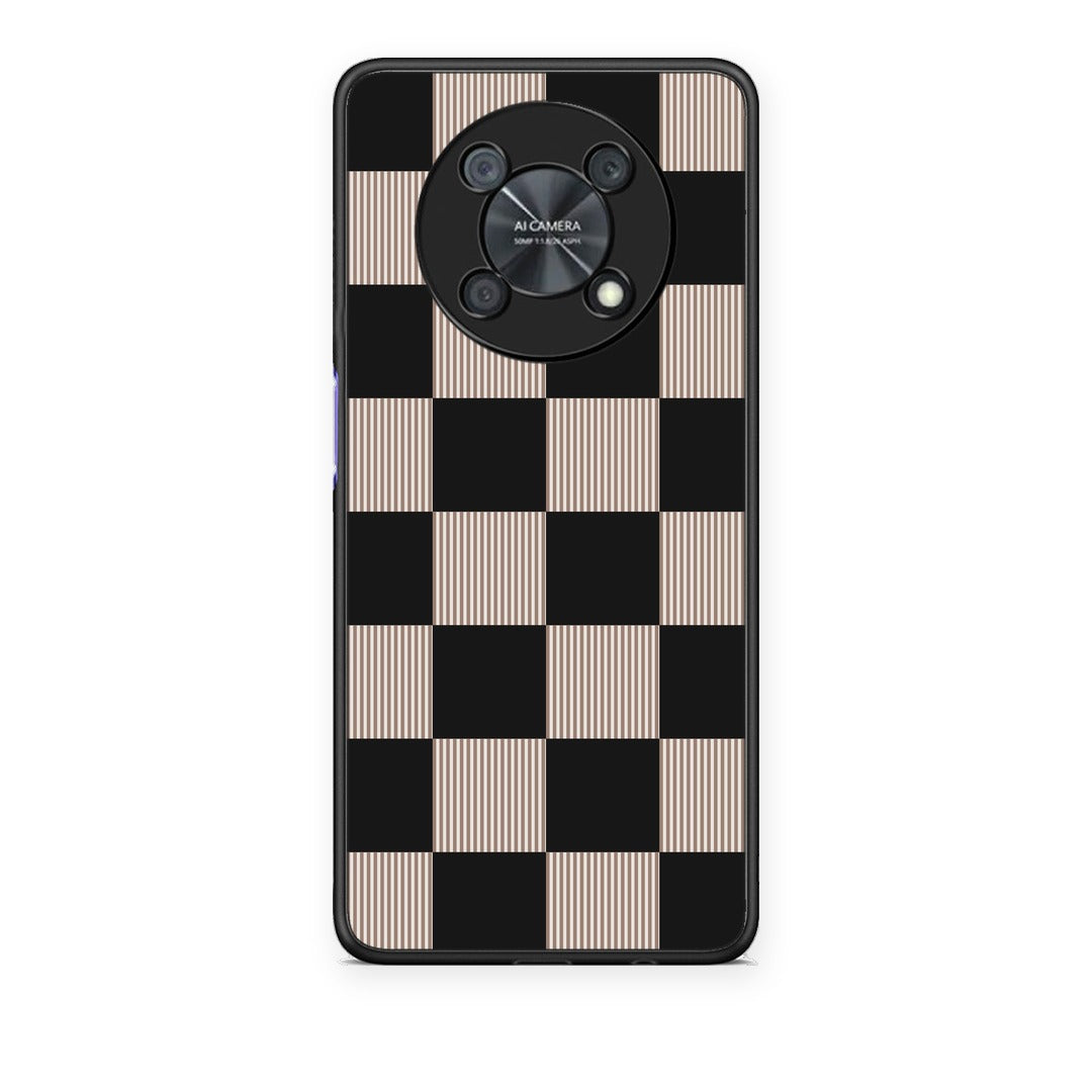 Θήκη Huawei Nova Y90 Black and Taupe Striped Checks από τη Smartfits με σχέδιο στο πίσω μέρος και μαύρο περίβλημα | Huawei Nova Y90 Black and Taupe Striped Checks case with colorful back and black bezels