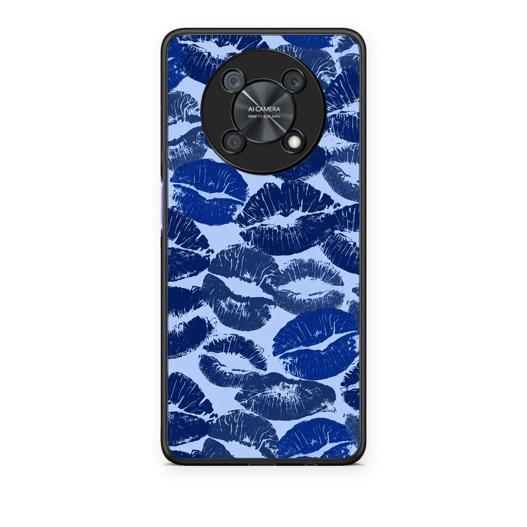 Θήκη Huawei Nova Y90 Blue Lipstick Kisses από τη Smartfits με σχέδιο στο πίσω μέρος και μαύρο περίβλημα | Huawei Nova Y90 Blue Lipstick Kisses case with colorful back and black bezels