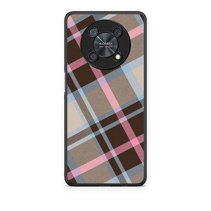 Θήκη Huawei Nova Y90 Brown Pink and Blue Diagonal Plaid από τη Smartfits με σχέδιο στο πίσω μέρος και μαύρο περίβλημα | Huawei Nova Y90 Brown Pink and Blue Diagonal Plaid case with colorful back and black bezels