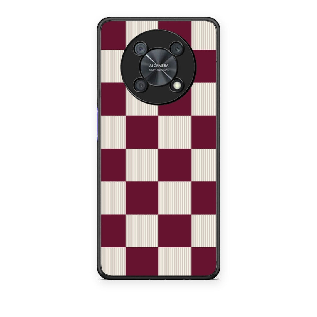 Θήκη Huawei Nova Y90 Burgundy and Cream Striped Checks από τη Smartfits με σχέδιο στο πίσω μέρος και μαύρο περίβλημα | Huawei Nova Y90 Burgundy and Cream Striped Checks case with colorful back and black bezels