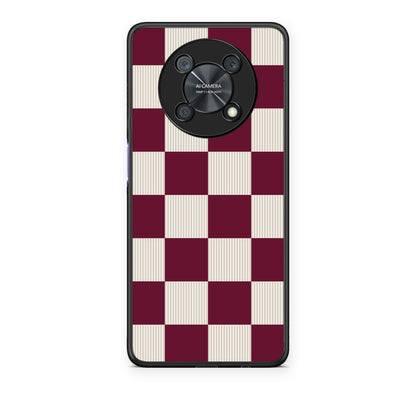 Θήκη Huawei Nova Y90 Burgundy and Cream Striped Checks από τη Smartfits με σχέδιο στο πίσω μέρος και μαύρο περίβλημα | Huawei Nova Y90 Burgundy and Cream Striped Checks case with colorful back and black bezels