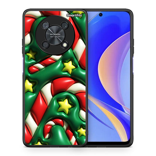 Θήκη Huawei Nova Y90 Christmas Bubbles από τη Smartfits με σχέδιο στο πίσω μέρος και μαύρο περίβλημα | Huawei Nova Y90 Christmas Bubbles case with colorful back and black bezels