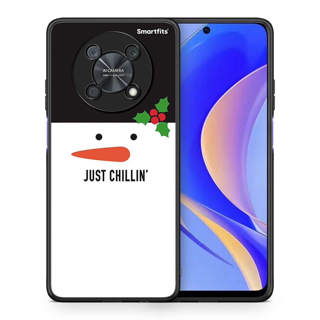 Θήκη Huawei Nova Y90 Christmas Chillin από τη Smartfits με σχέδιο στο πίσω μέρος και μαύρο περίβλημα | Huawei Nova Y90 Christmas Chillin case with colorful back and black bezels