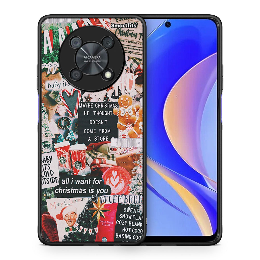Θήκη Huawei Nova Y90 Christmas Happiness από τη Smartfits με σχέδιο στο πίσω μέρος και μαύρο περίβλημα | Huawei Nova Y90 Christmas Happiness case with colorful back and black bezels